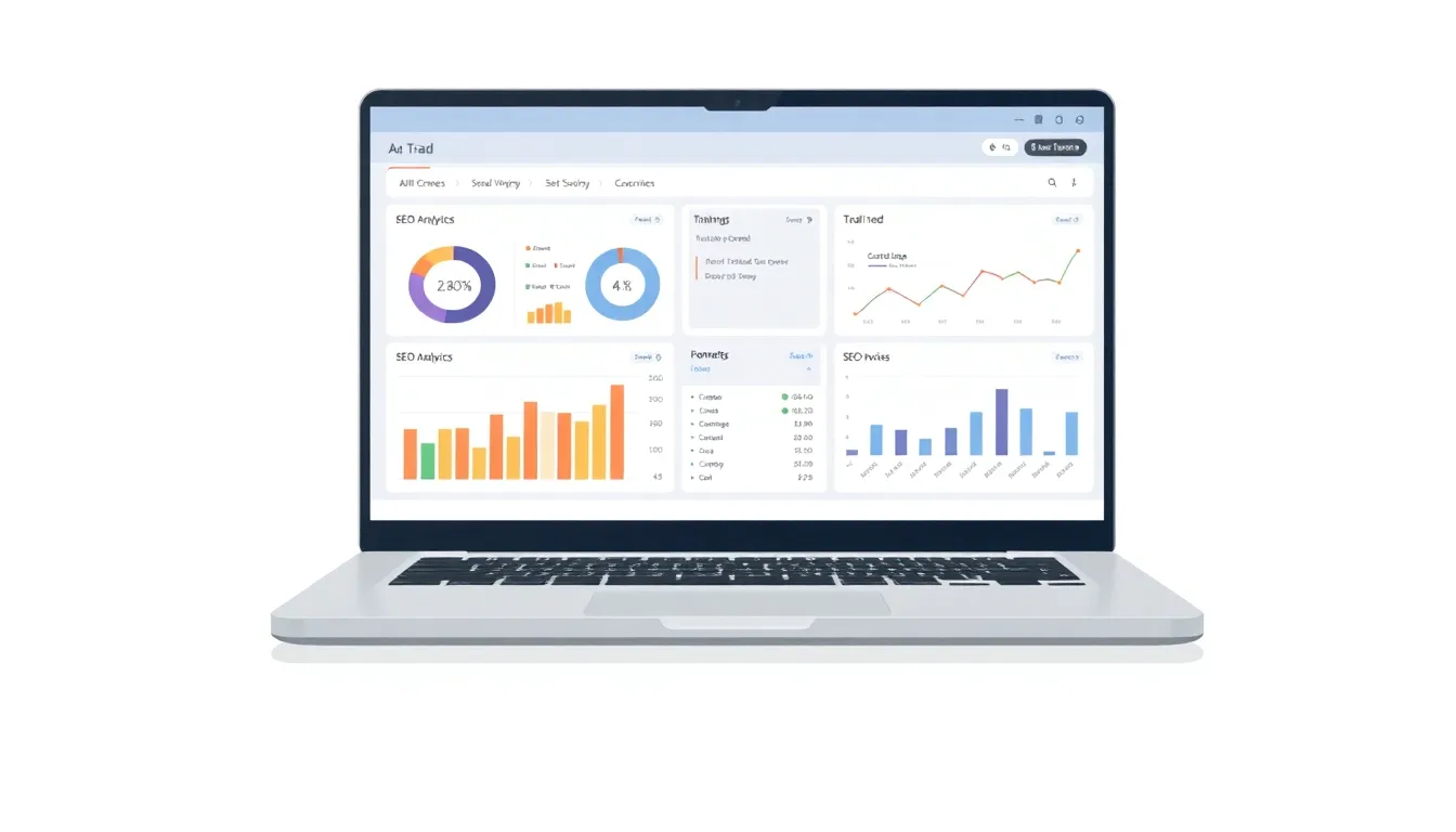 Laptop showing a dashboard comparing AI-driven SEO analytics with traditional SEO charts
