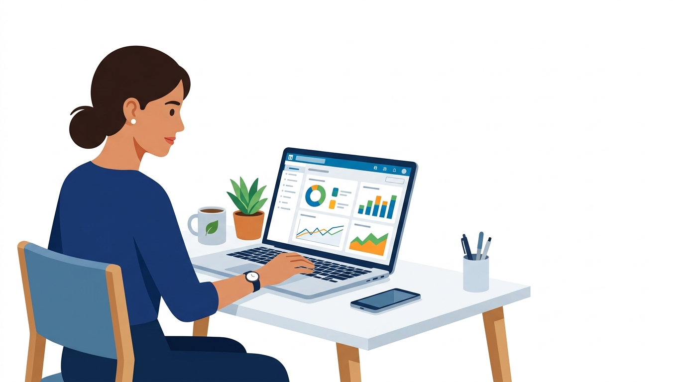 Person checking LinkedIn analytics dashboard on a laptop