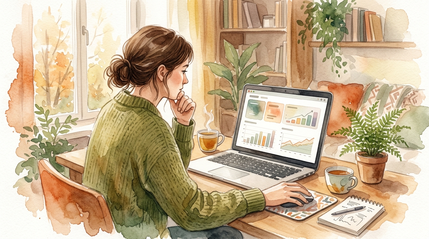 Person analyzing keyword metrics on a laptop with Ahrefs, SEMrush, and Google Keyword Planner dashboards visible