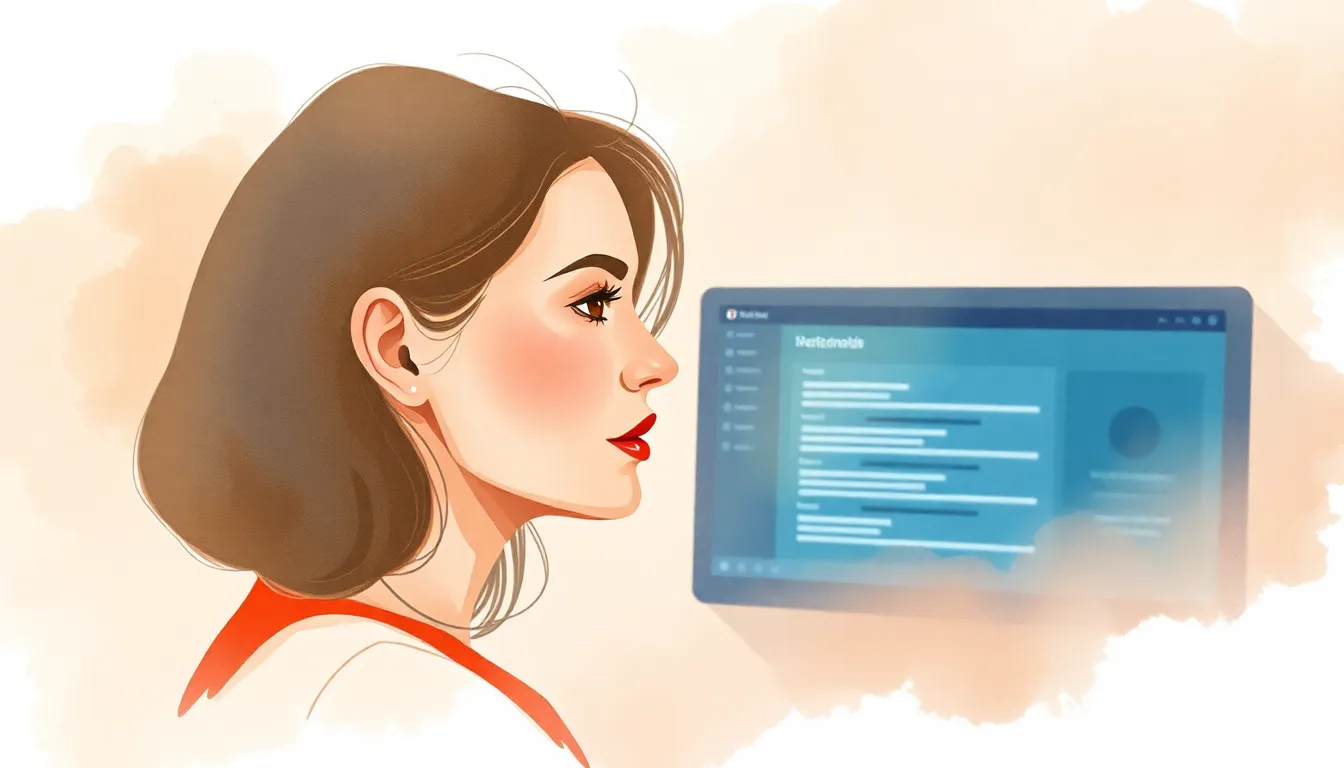 Femme en visioconférence devant un écran affichant un module e-learning