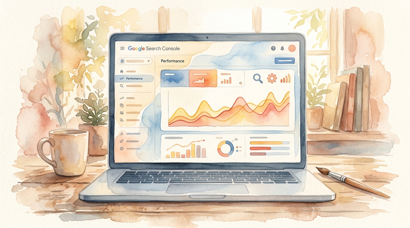 Laptop screen displaying Google Search Console crawl stats