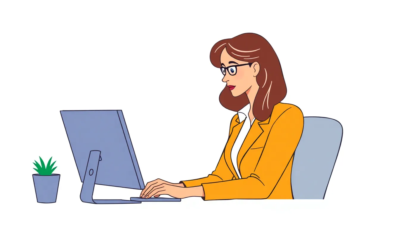 Femme d'affaires suivant un cours en ligne sur un ordinateur portable