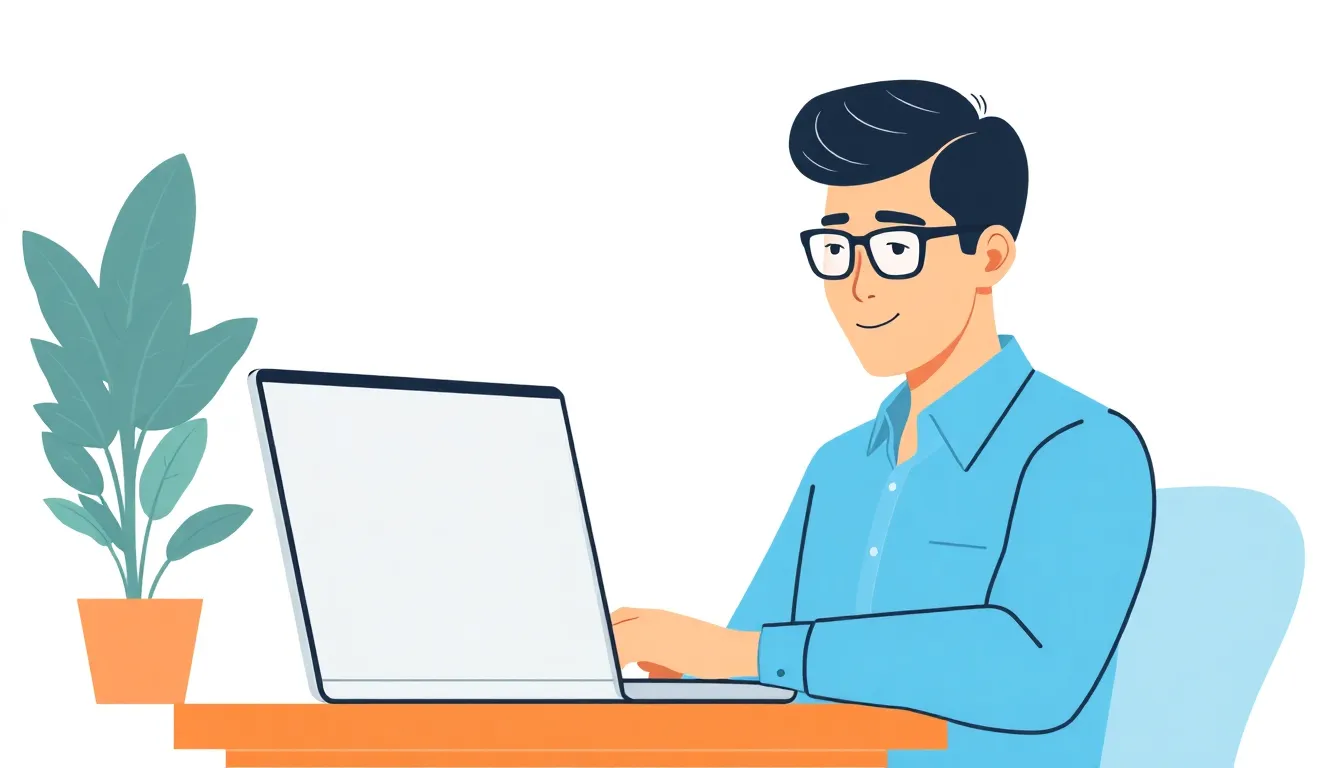 Professional reviewing LinkedIn profile on laptop with analytics chart in view