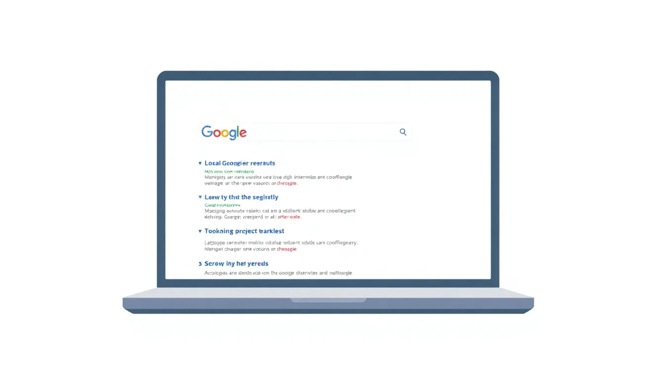 Laptop showing Google search results with highlighted top ranking