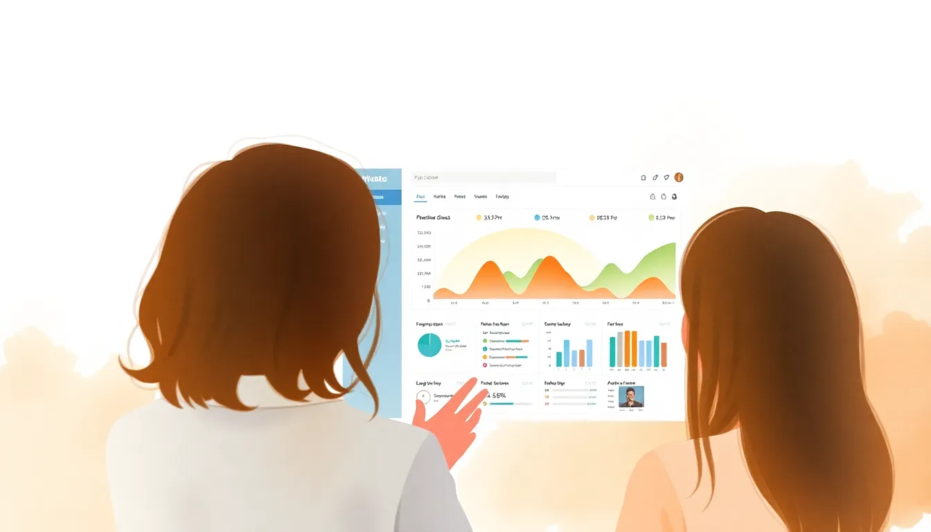 Two marketers reviewing a digital PR outreach dashboard on a laptop