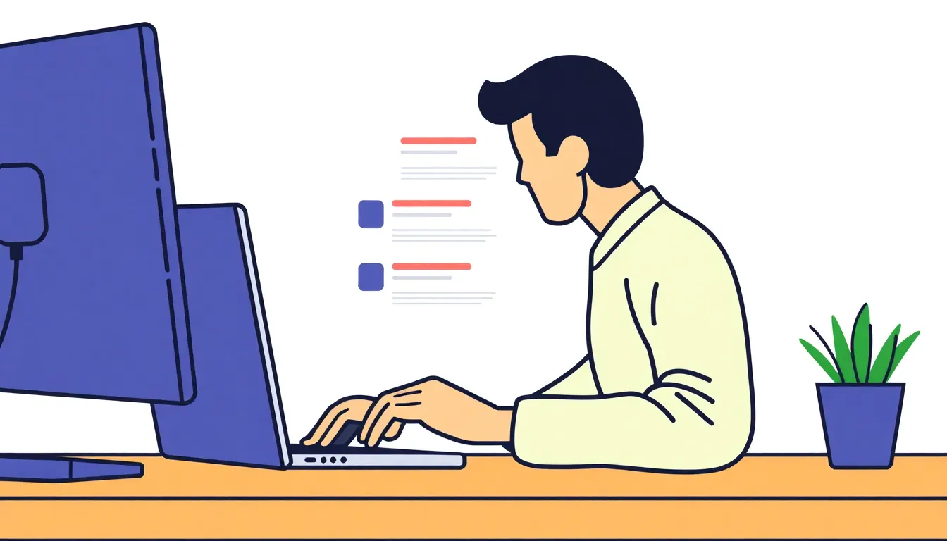 Person working at desk with laptop screen showing AI-driven content dashboard